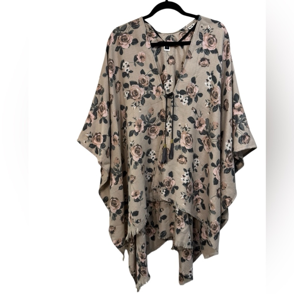 Floral Beige‎ Women's Poncho Top